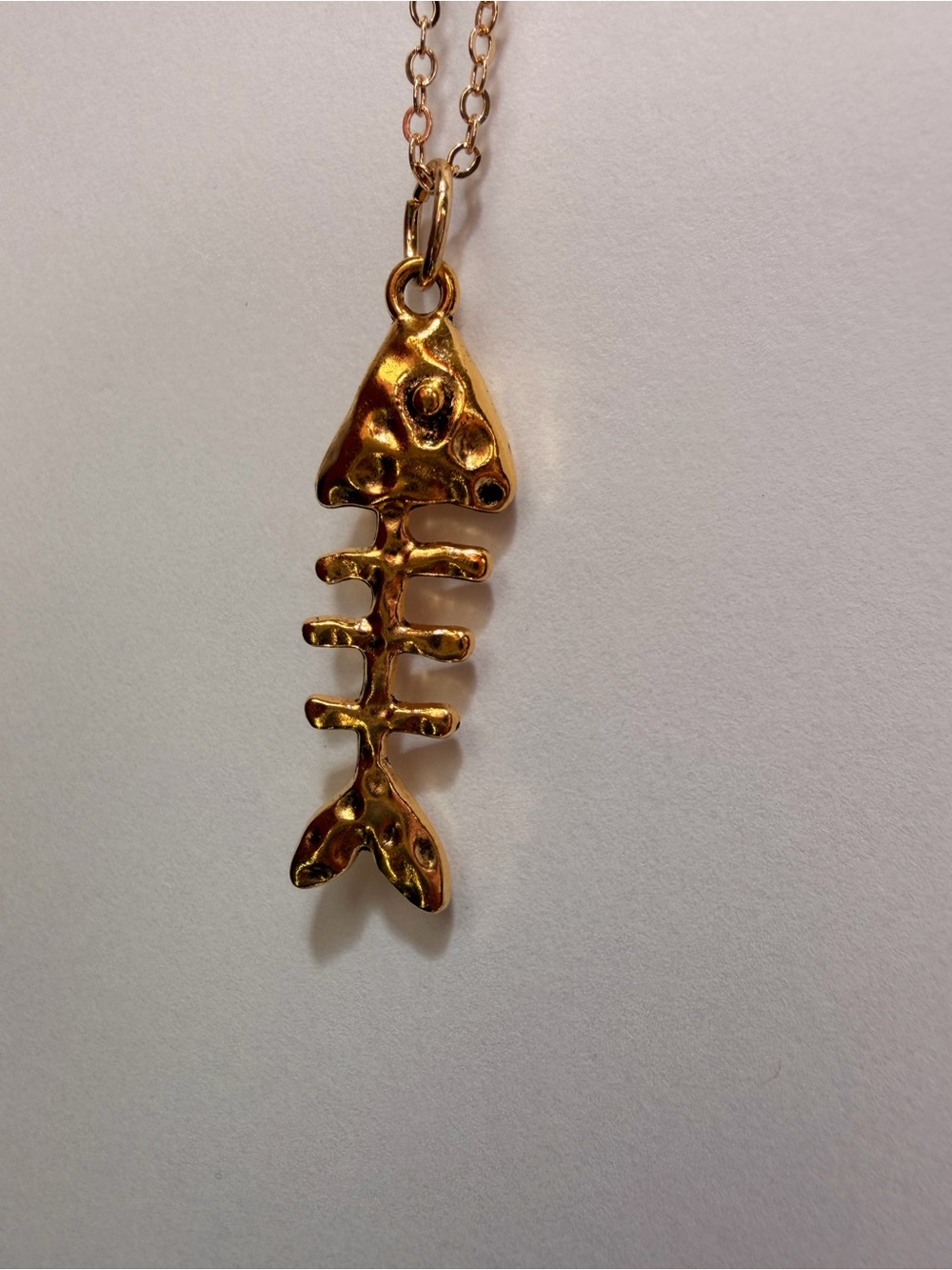 Gold Fishbone Pendant Necklace - Pets Fish